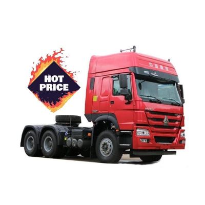 Harga yang bagus WD615.47 Mesin Model SINOTRUK 6X4 HOWO 7 Trailer Traktor Truk Kepala dalam warna merah untuk kebutuhan pelanggan Anda on line